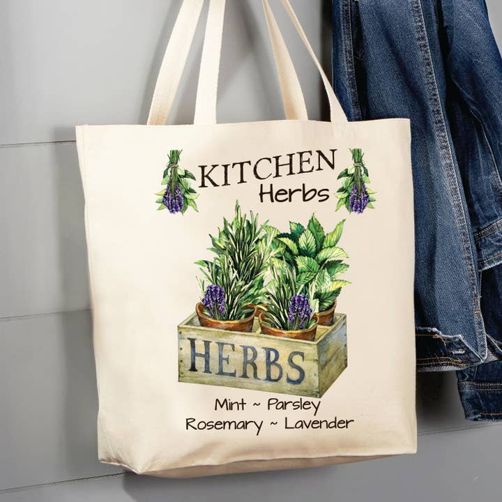 Country Kitchen Herbs Mint Lavender bolsa de lona de 12 oz para venta al por mayor de Avery Lane Gifts