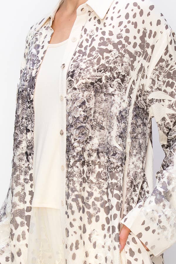 ROSA LEONE Giacca Lunga Rilassata con Dettagli in Pizzo e Tasche - 4690 BG/LEOROSE in vendita all'ingrosso su Faire2