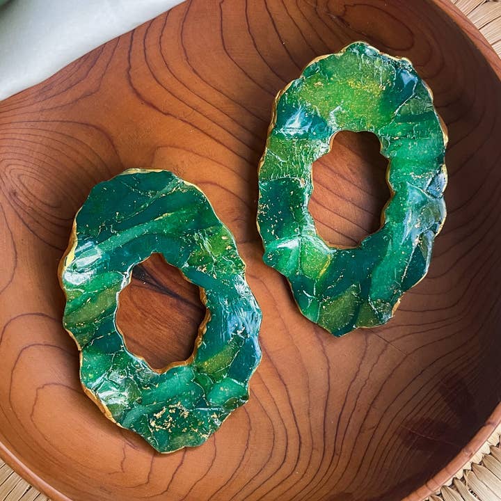 Jadeite Earrings - Dark Green for wholesale by Atiwo Designs