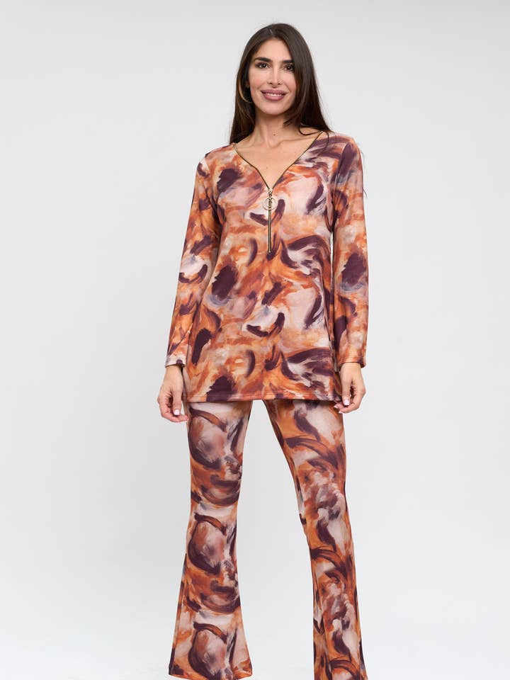 Flared pants set and printed sweater 2 with zipper at the neckline (copy) for wholesale by Julie d orleac