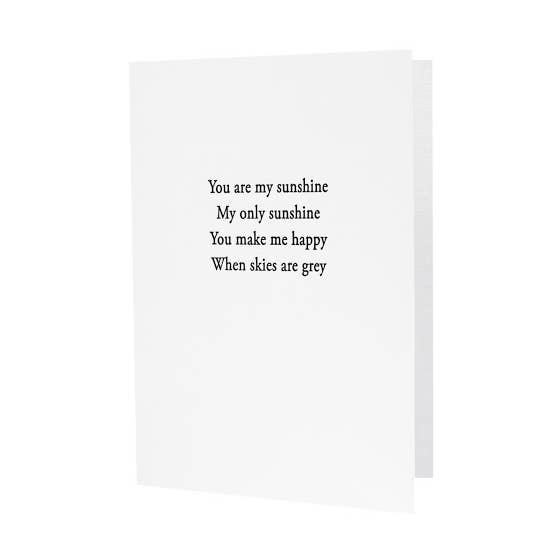 You Are My Sunshine Letterpress Card for wholesale by Hat Wig Glove Co.