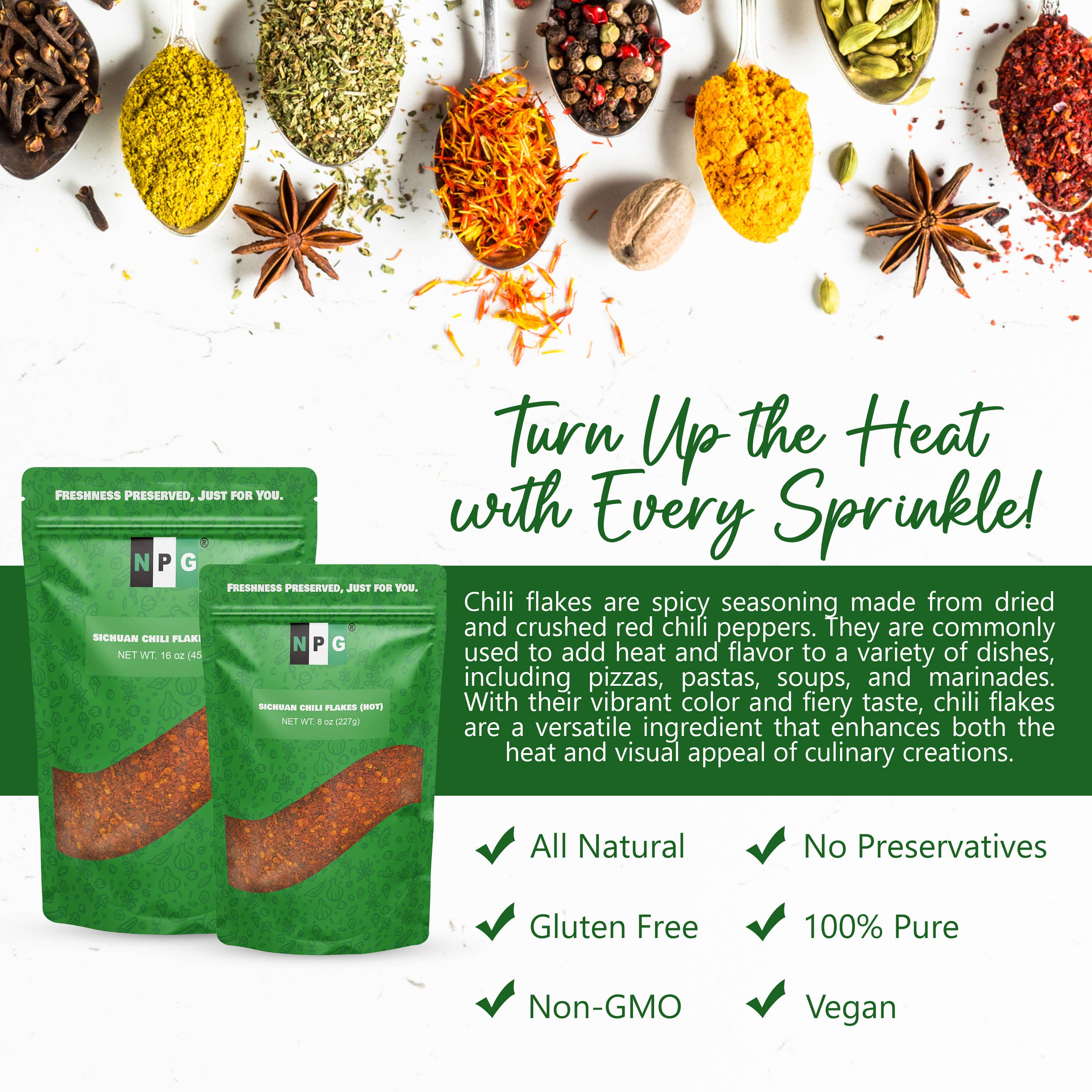 Natural Plus Green - Wholesale Dried Spice - NPG Sichuan Chili Flakes 16 Oz6