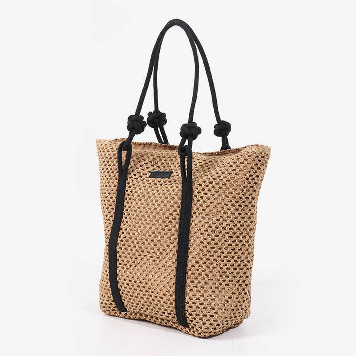 Funkyrel® Atzbranding Limited - Vendita all'ingrosso Borsa tote - Donna - Borsa a tracolla grande capacità in paglia Baggie