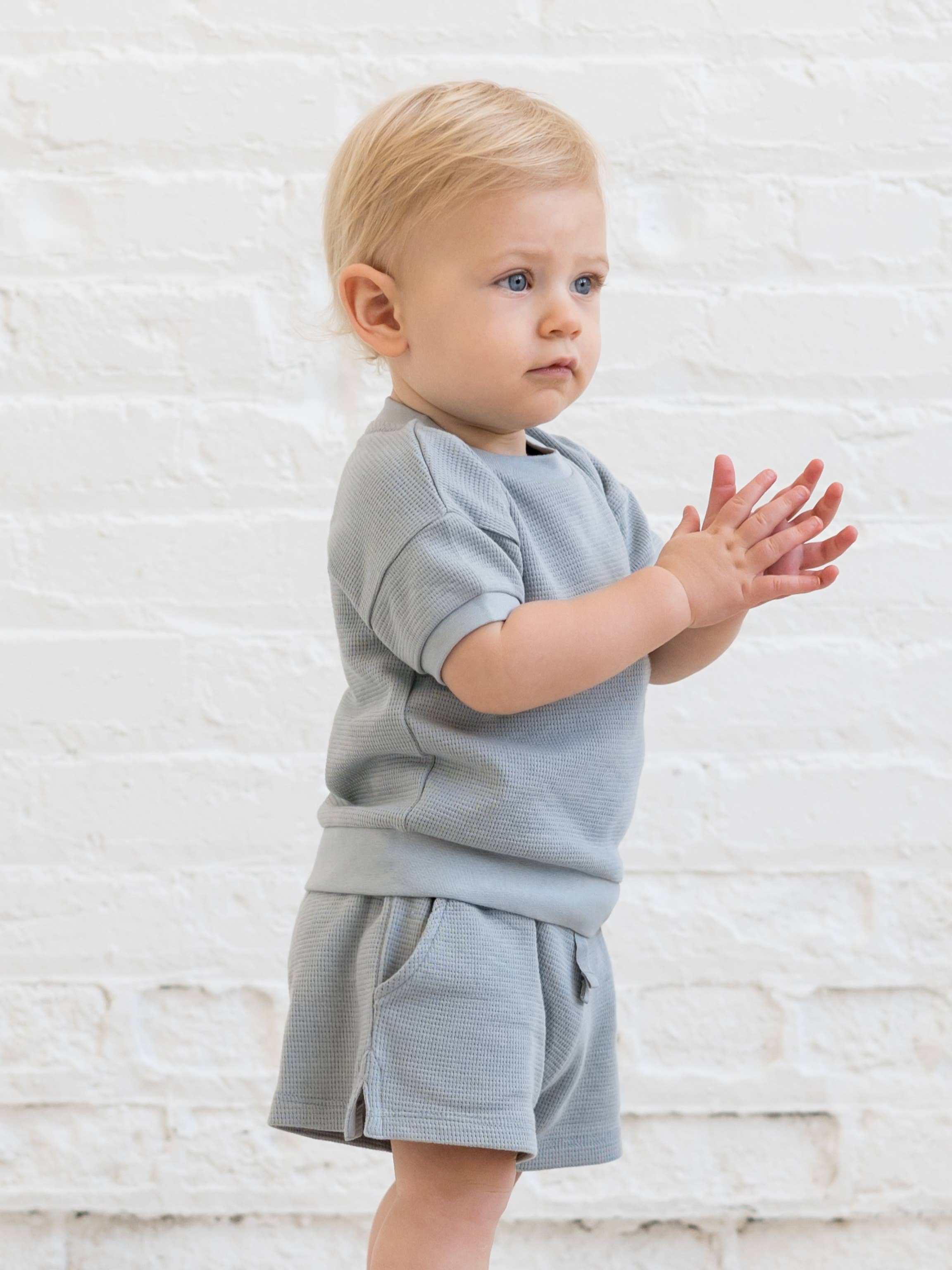 Colored Organics - Wholesale Lounge Shorts - Kids - Organic Baby & Kids Avery Waffle Short - Mist3