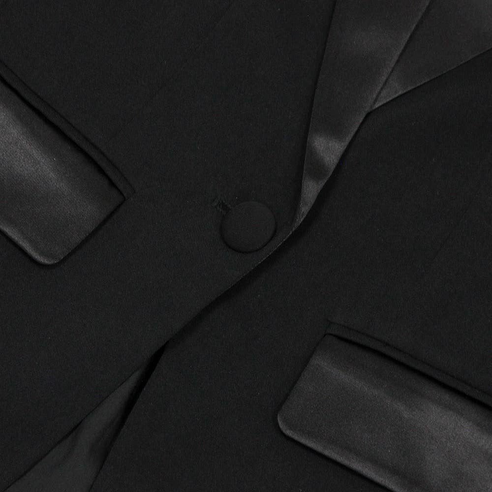 Black SET6-21 Elegant Floral Ruffle Blazer & Flare Pant Suit for wholesale on Faire14