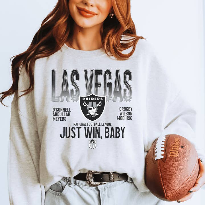 H+P Wholesale - Wholesale Graphic Sweatshirt - Unisex - Las Vegas Raiders Just Win, Baby Graphic Tee/Crew