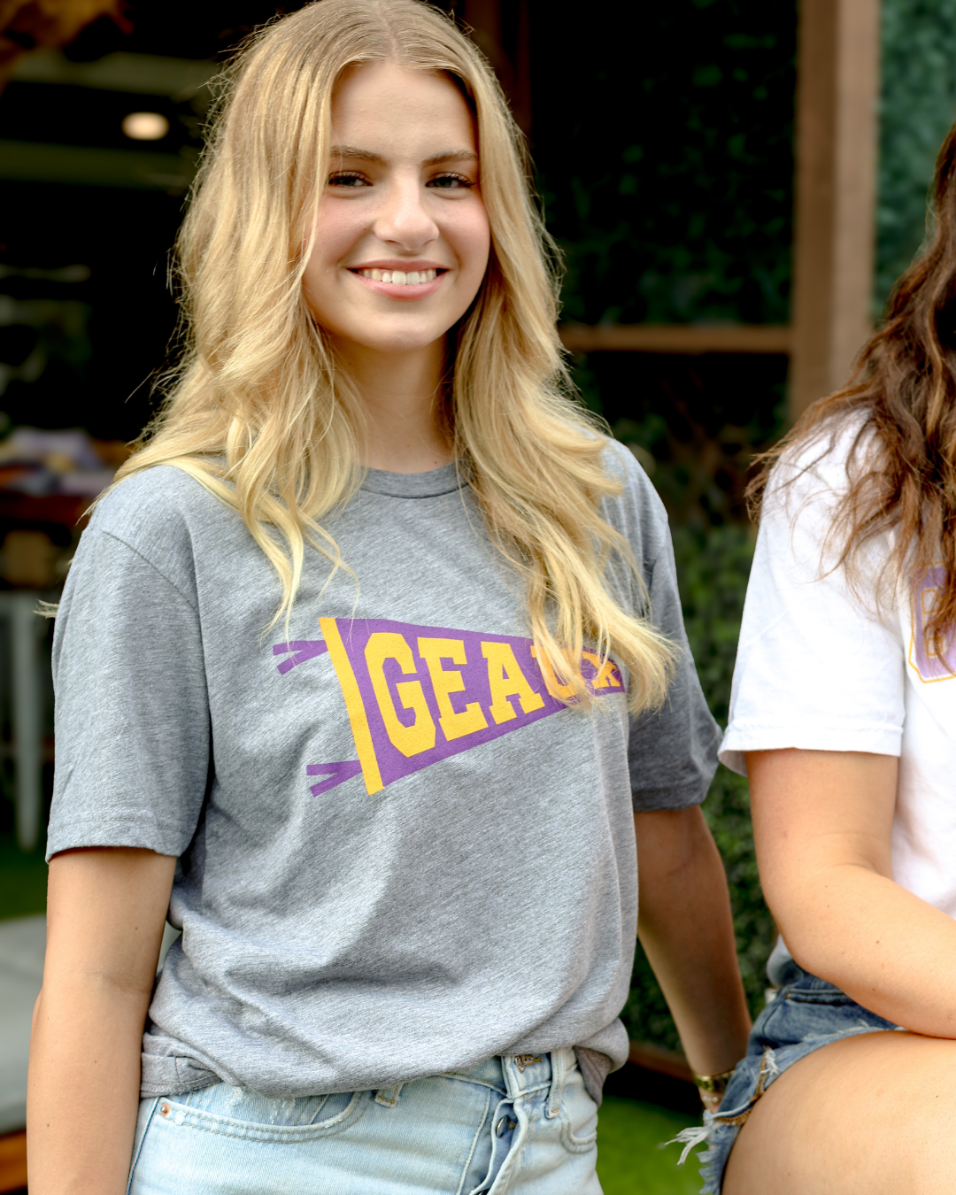 Heather Grey Geaux Pennant T-Shirt for wholesale on Faire2