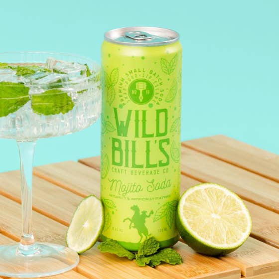 Mojito Mocktail - Soda au sucre de canne de qualité supérieure, paquet de 12, boîtes pour la vente par Wild Bill’s Craft Beverage Co.