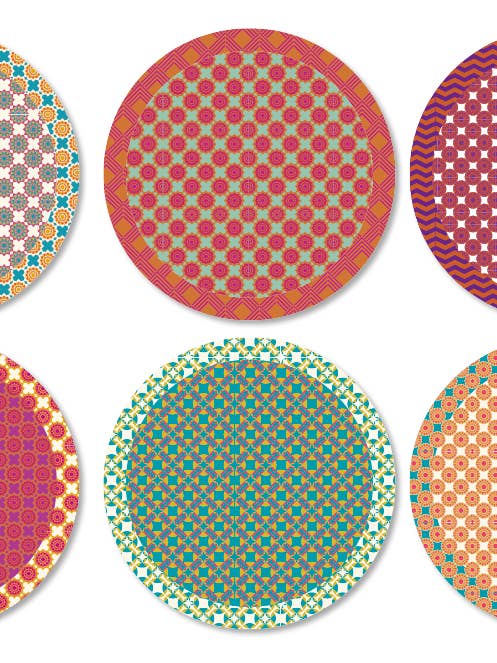 SET OF 6 HAPPY DAYS PVC COASTERS for wholesale by Emily Evans