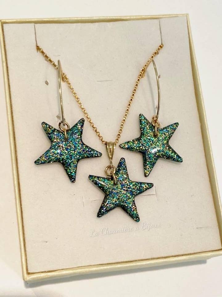 Gold filled glittering stars set for wholesale by La Chaumière à Bijoux
