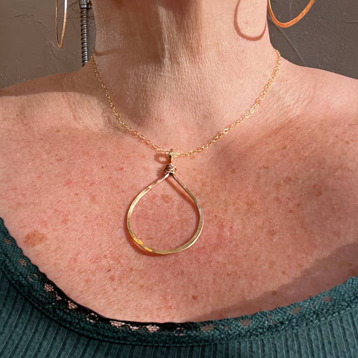 Laurel Hammered and Recycled Metal Necklace for wholesale by Jen Burrall Designs