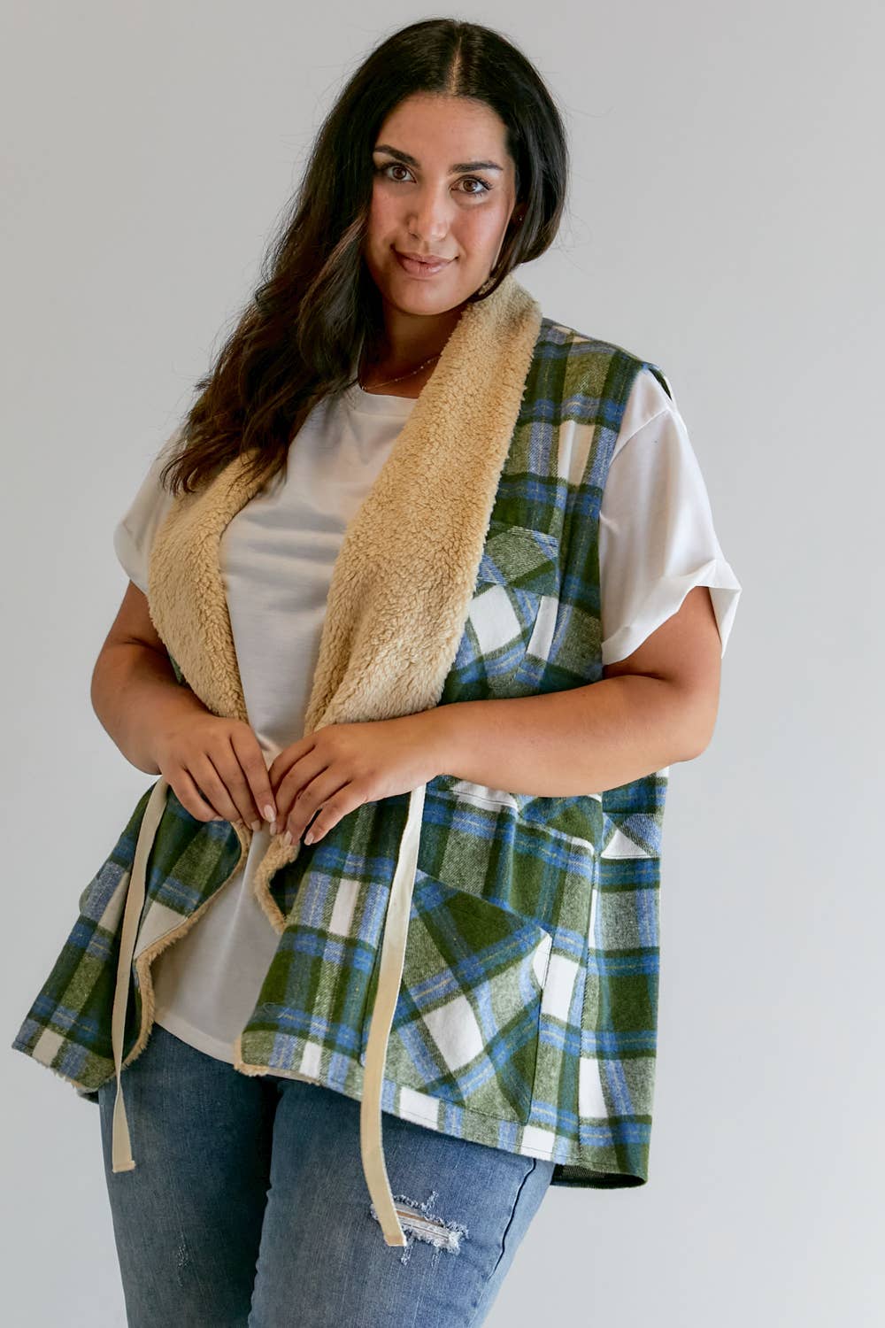 Davi & Dani - Vente Veste – femme - VESTE À MANCHES LONGUES À CARREAUX PLUS9