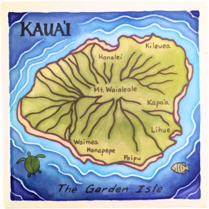 Île de Kauai Carreau 6" pour la vente par Banana Patch Studio