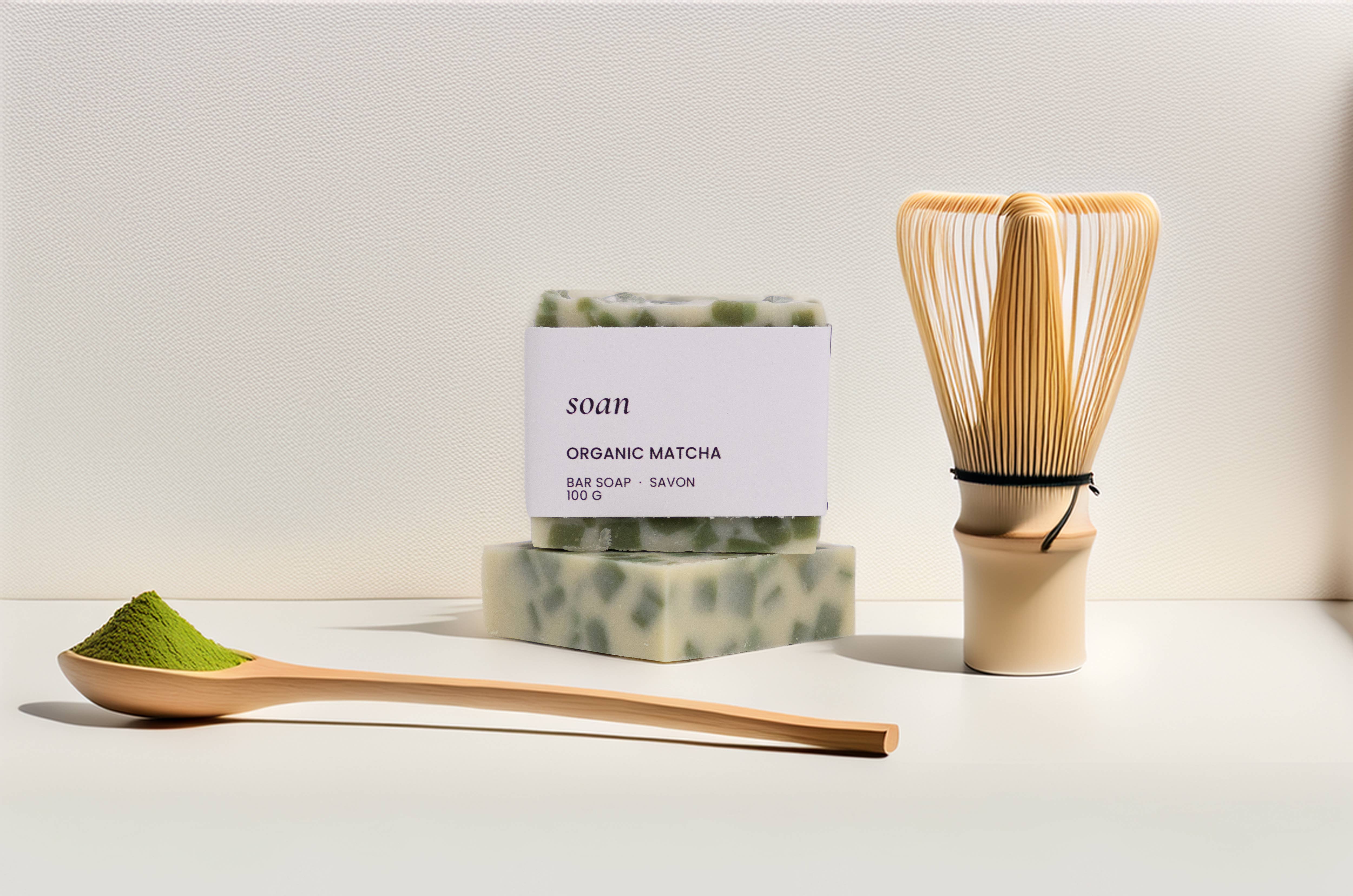 soan - Vente Pains de savon - Savon en Barre – Matcha Bio (Agrumes & Thé Vert) Sans Huile de Palme0