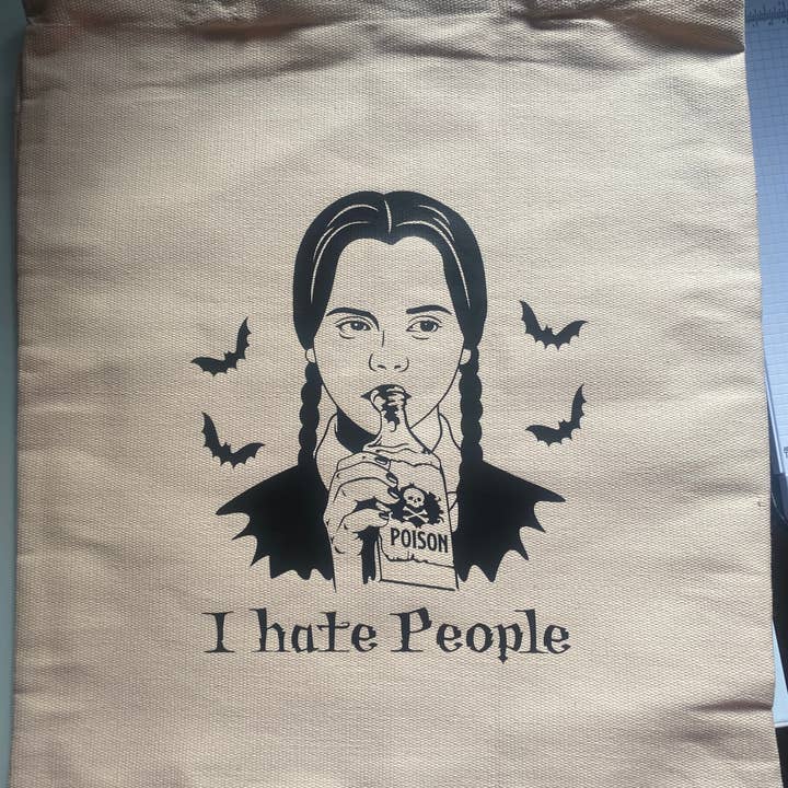 Creations by LMH - Wholesale Tote Bag - Women's - I Hate People Canvas, Wednesday Addams Tote Bag1