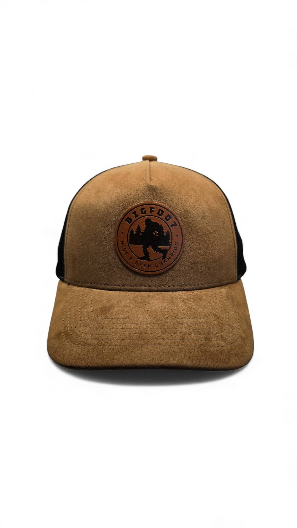 PNW Apparel – wholesale Trucker hat – Unisex – Sasquatch Leather Patch 5-Panel Trucker Hat – Unique Cap4
