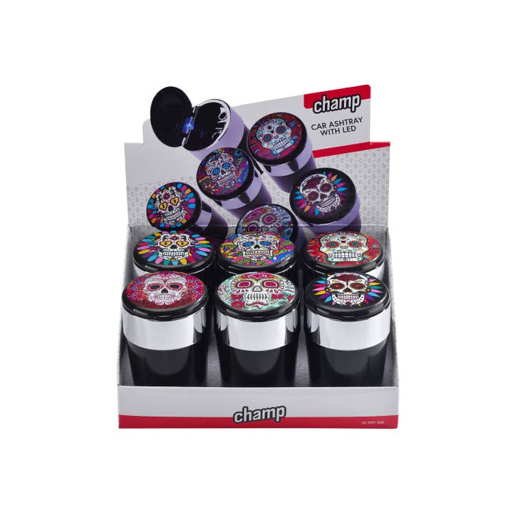 Champ by Polyflame - Wholesale Ashtray - Skull, Car ashtray with LED14