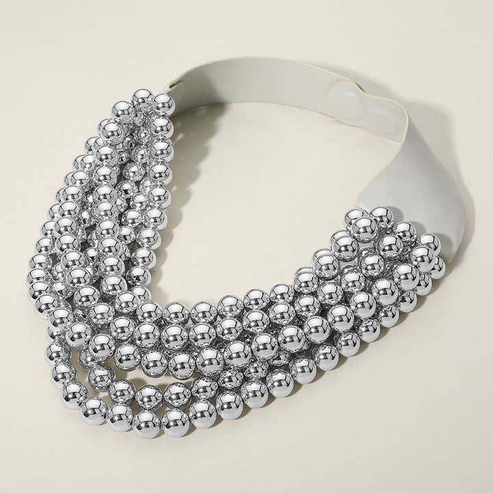 Sensibling Corp. - Wholesale Beaded/Pearl Necklace - Chunky Acrylic Bead Layered Faux Leather Magnetic Necklace