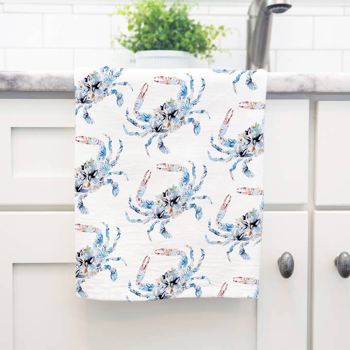 Amanda Klein Co. - Wholesale Tea Towel - Blue Crab Flour Sack Tea Towel3