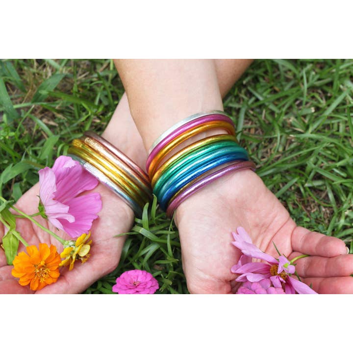 Woman Shops World - Wholesale Bangle Bracelet - Single Rainbow Thai Buddhist Temple Bracelet, Mantra Bangle