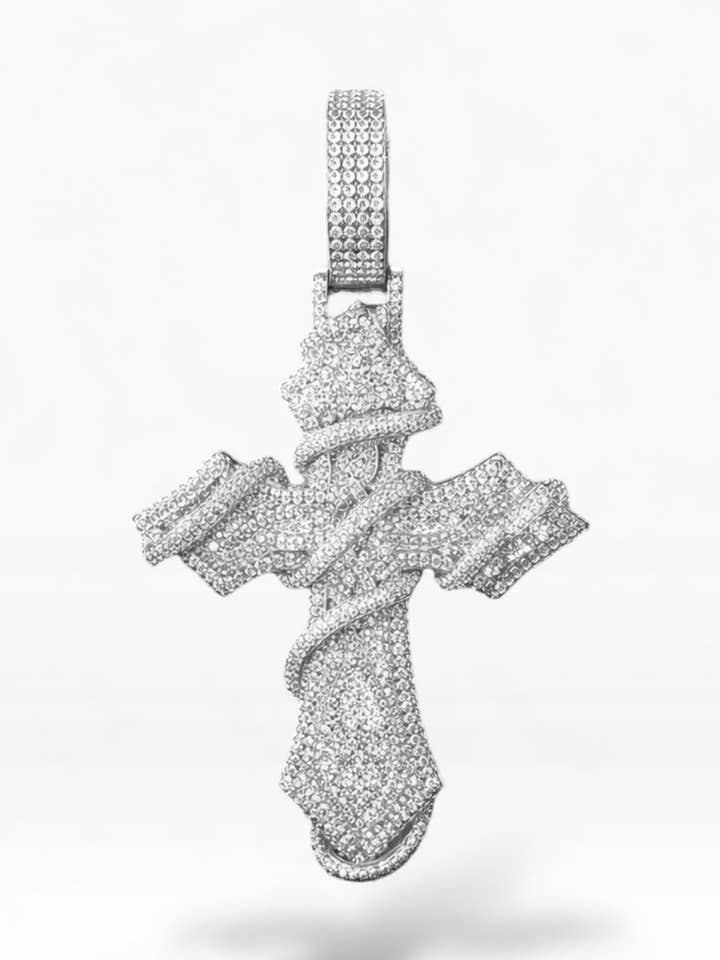 Vine Iced Out Korshänge (Vitt Guld) för wholesale av 2THEWORLD