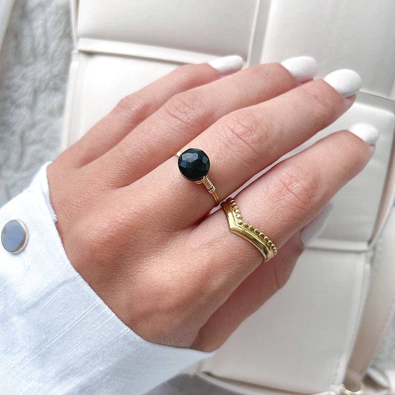 Lastories – wholesale Solitairering – Ring Onyx Guld - Power Story2