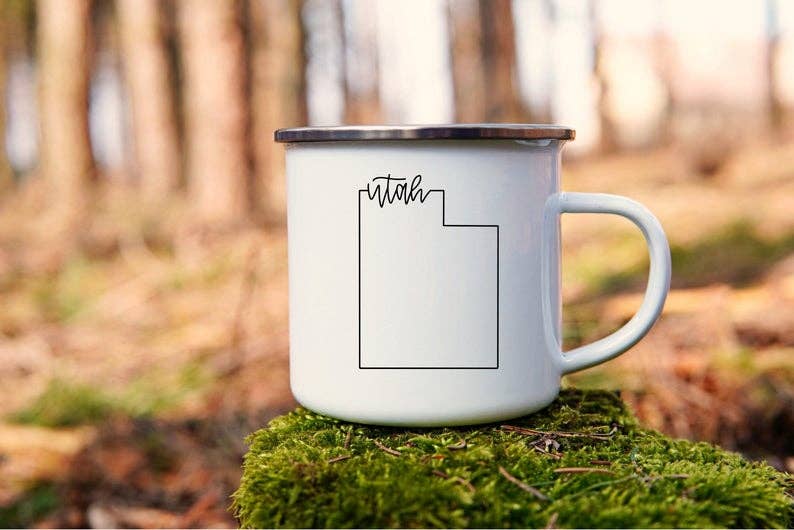 Daisy Mae Designs - Wholesale Coffee Mug - Utah Enamel Mug Utah Camp Mug Utah Coffee Mug