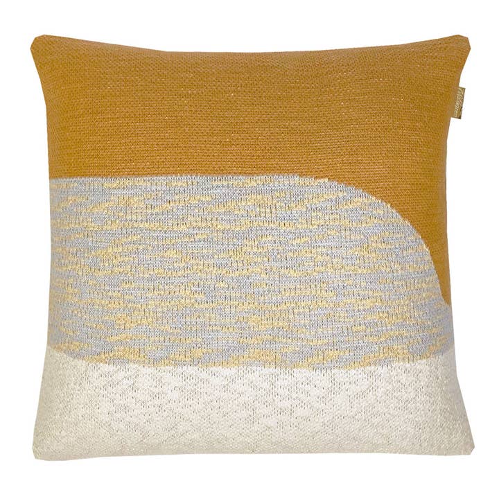 Sunset knitted cushion yellow for wholesale by Malagoon