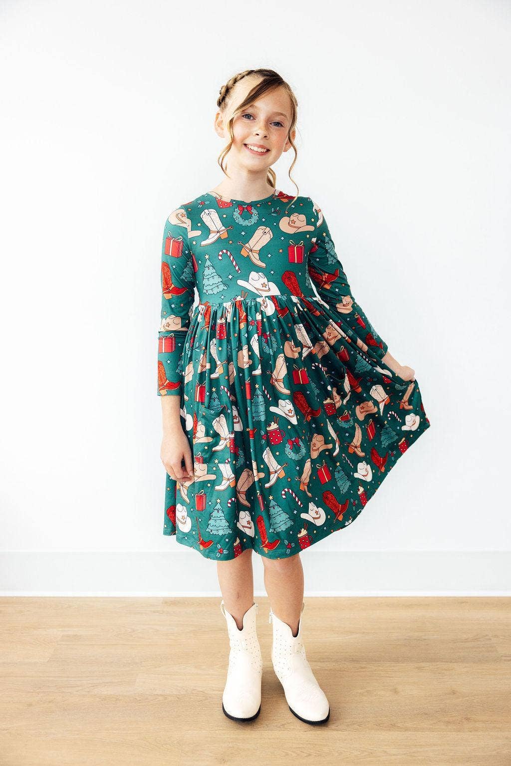 Mila & Rose - Wholesale Dress - Kids - Western Wonderland L/S Pocket Twirl Dress3