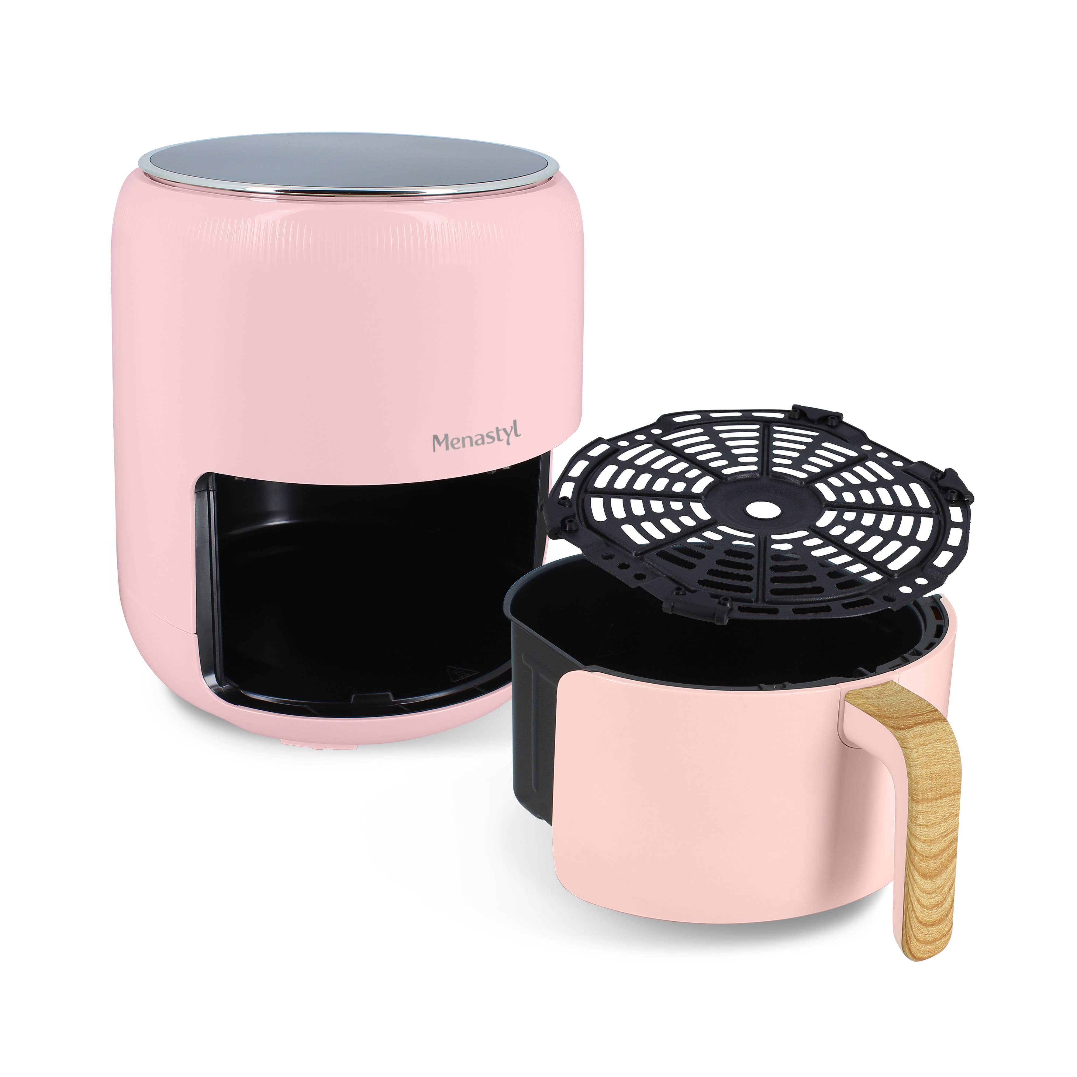 Menastyl - Wholesale Kitchen Appliance - Oil-free fryer 4.5l colorama pink wood-effect handle4