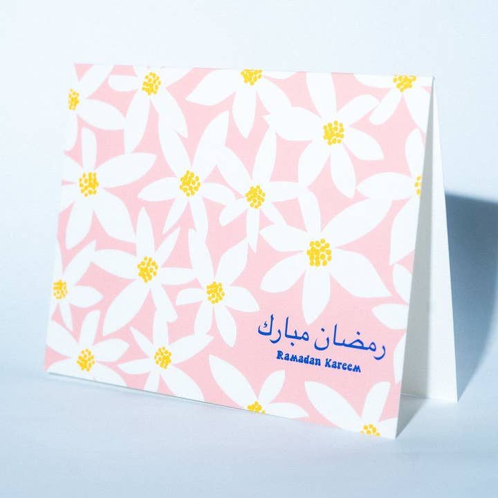 Ramadan Kareem Greeting Card – Pink Blossom Design for wholesale by The Ramadan Edit