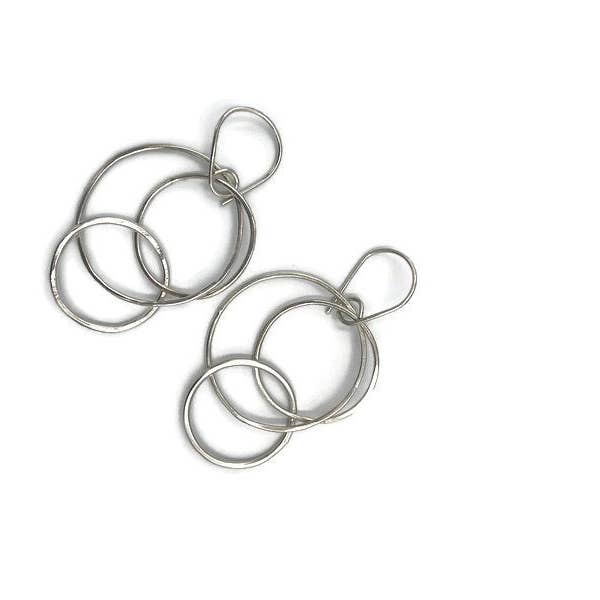 DK Originals - Wholesale Dangle Earrings - Three ring sterling silver earrings with handmade ear wire3