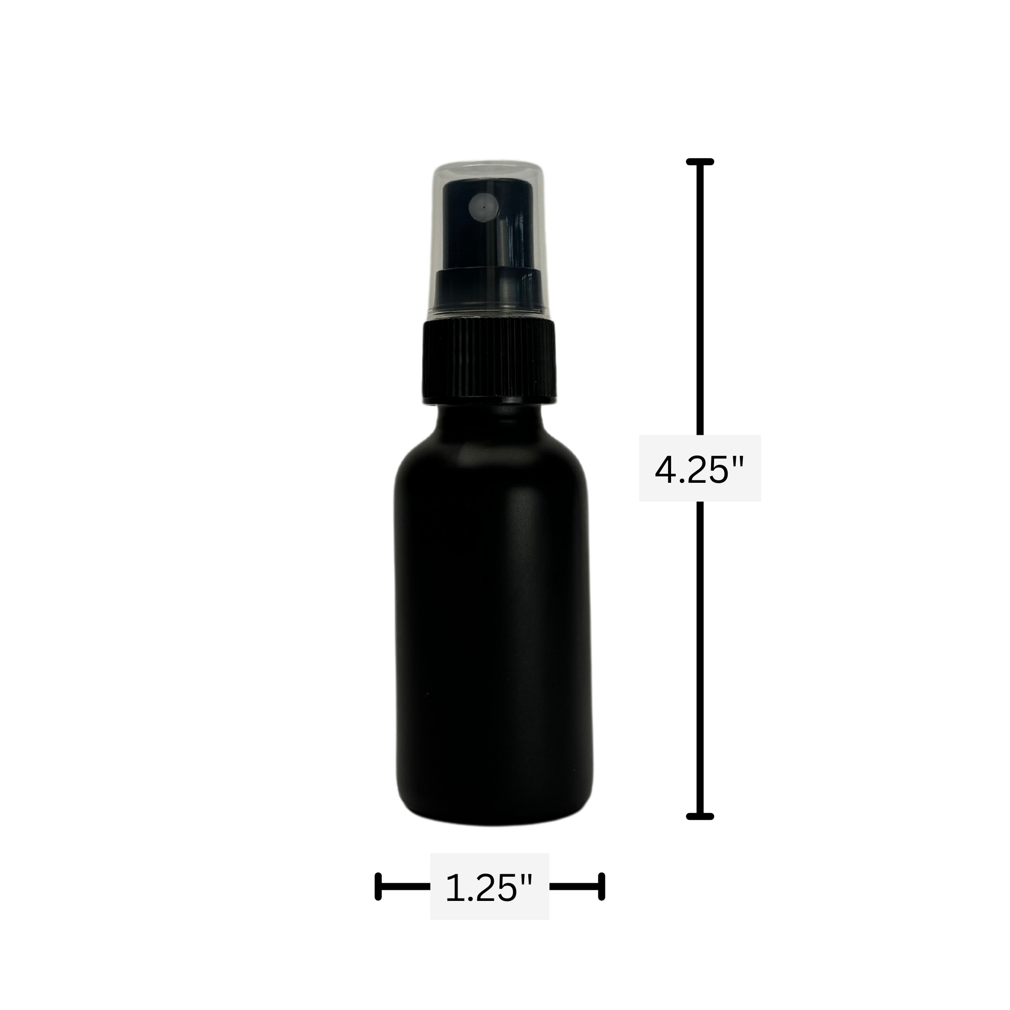 The Bottle Shoppe - Wholesale Essential Oil Holder - 1oz Black Matte Glass Bottle with Black Fine Mist Sprayer2