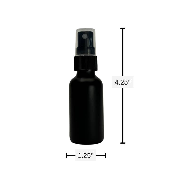 The Bottle Shoppe - Wholesale Essential Oil Holder - 1oz Black Matte Glass Bottle with Black Fine Mist Sprayer2