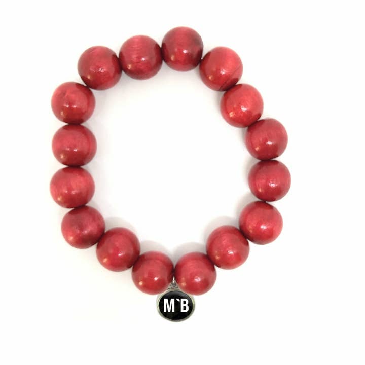 Pulsera Mo`Beads con cuentas de madera roja para venta al por mayor de Escapulario