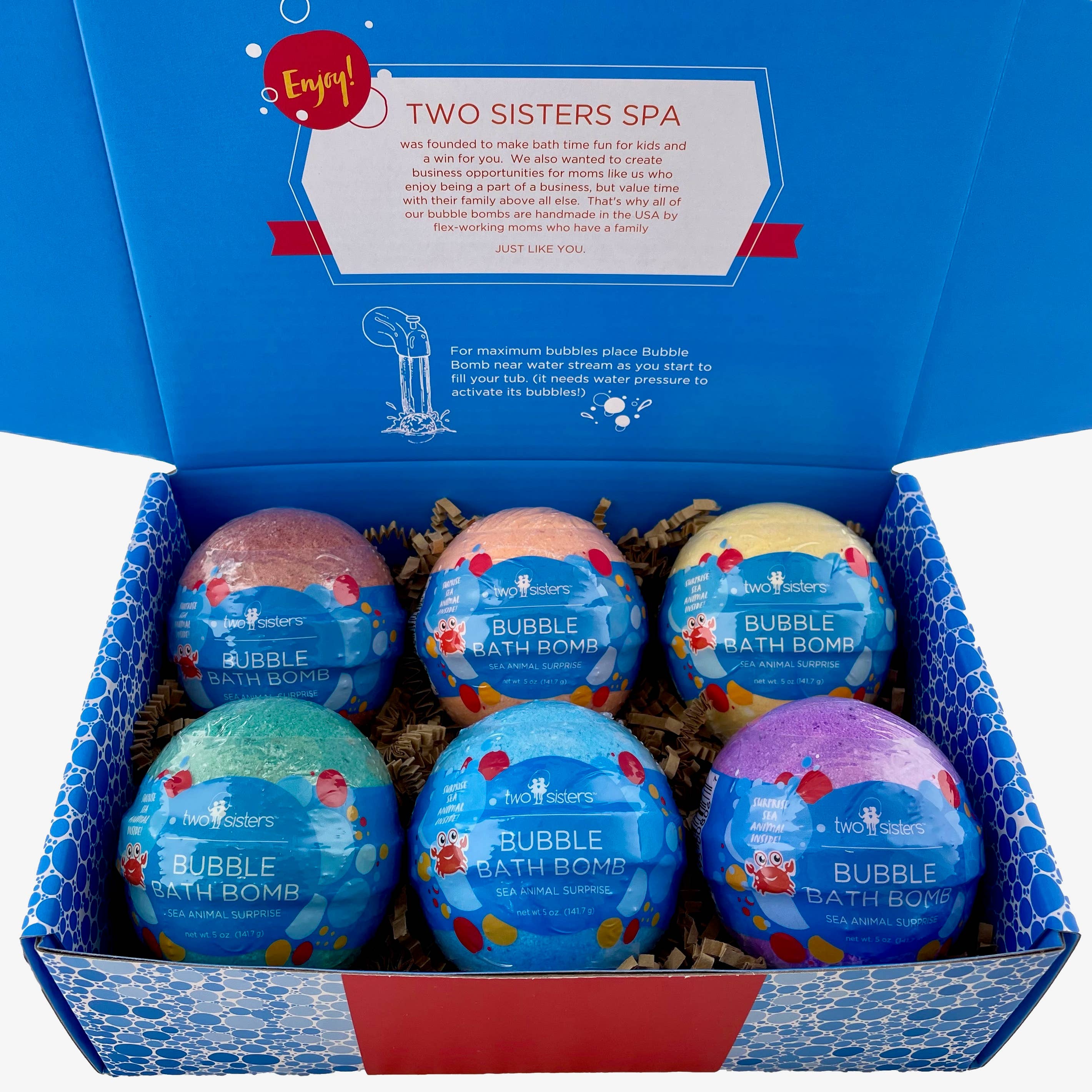 Two Sisters Spa - Vente Bombe de bain/poudre effervescente pour le bain - Coffret cadeau de bombes de bain Sea Animal pour enfants avec jouets à l'intérieur — Paquet de 63