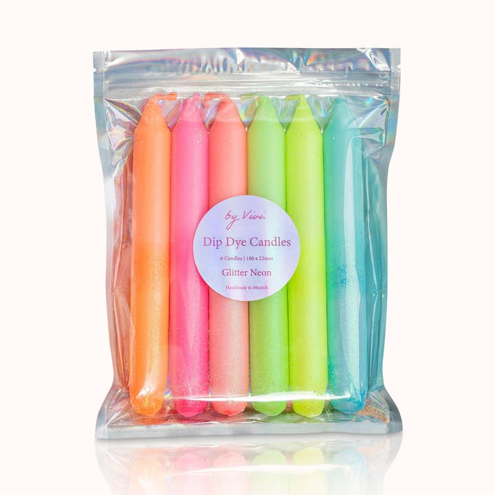 Velas Dip Dye en set: Edición Glitter Neon para venta al por mayor de by Vivi.