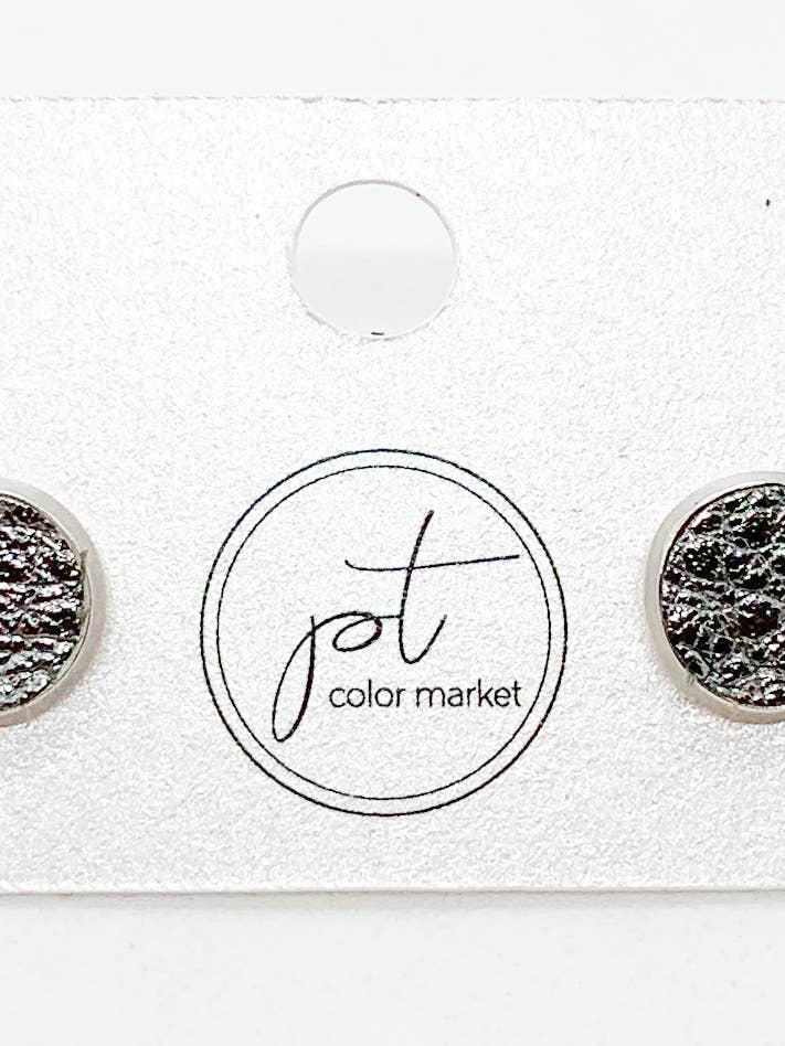 Leren oorknopjes Metallic Grijs voor wholesale door PT Color Market