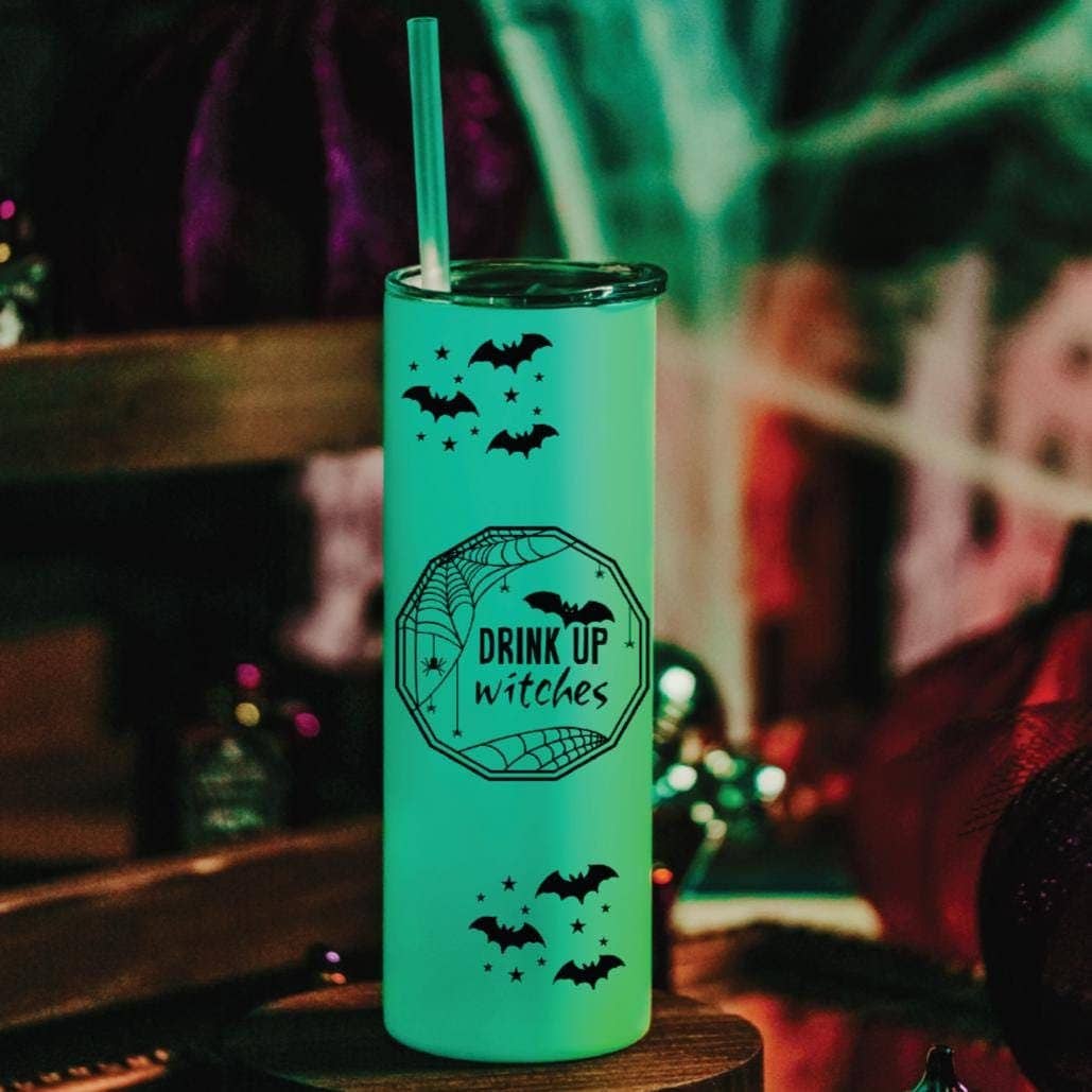 Salt and Sparkle - Wholesale Geïsoleerd drinkgerei - Griezelige Drink Up Witches Grappige Glow in the Dark Halloween-beker0