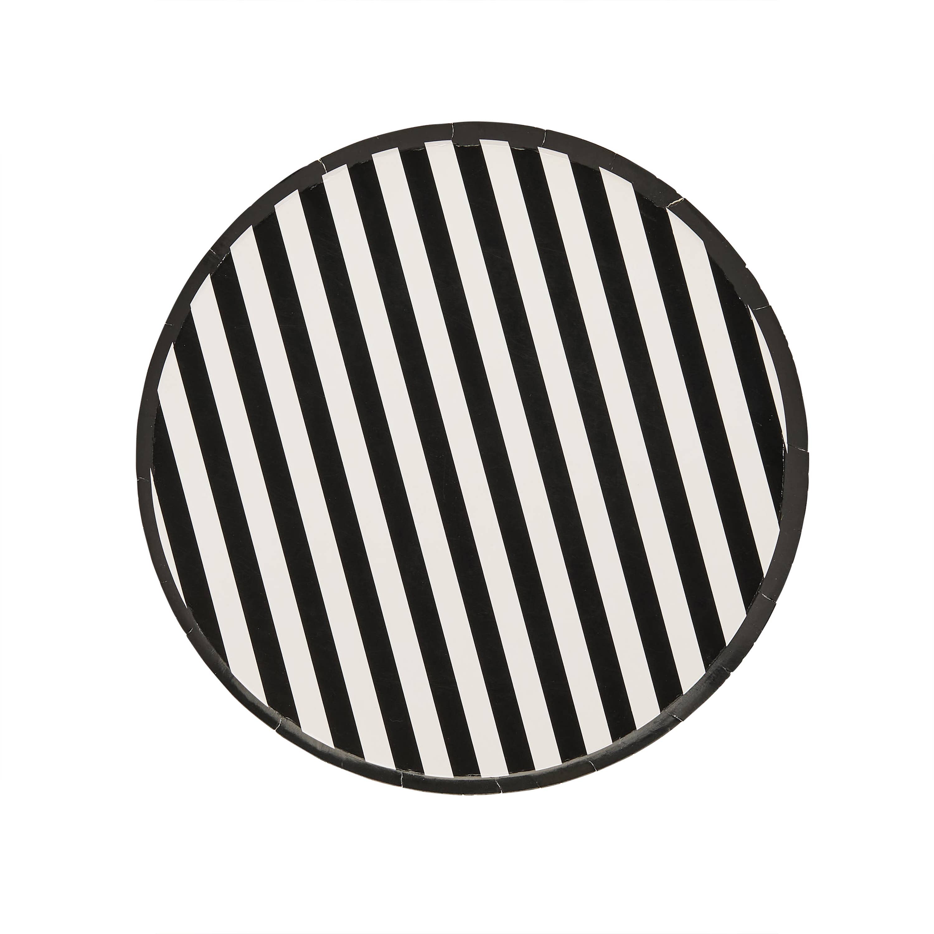 Hootyballoo by Club Green – wholesale Disposable plate – Monochrome Striped Paper Plates - Pack of 81