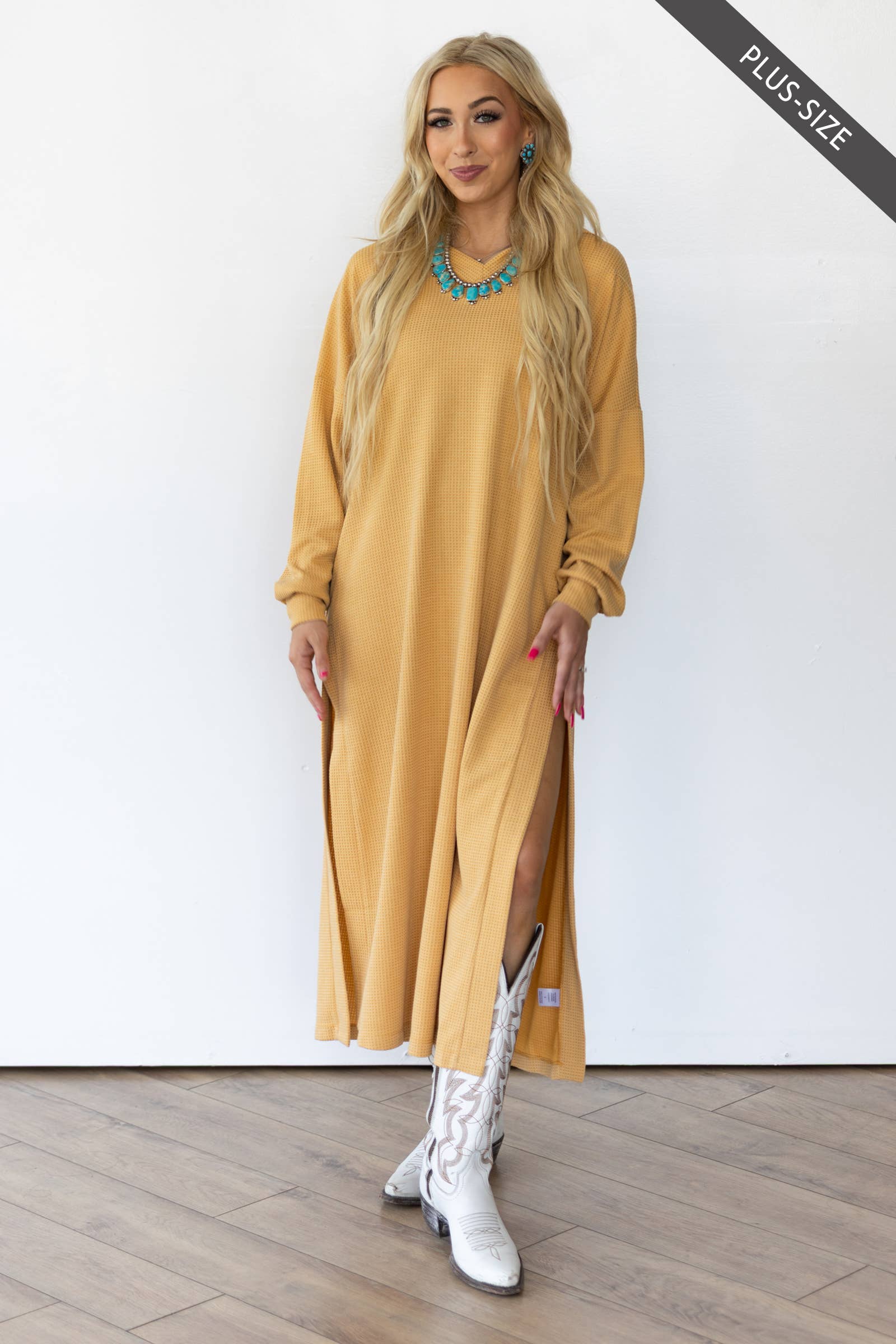 Dear Scarlett - Wholesale Dress - Women's - PLUS SIZE Waffle Knit Thermal Duster16