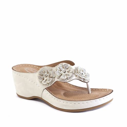 Atalina - Vendita all'ingrosso Zeppa - Donna - Sandali comfort con zeppa media e tomaia con ornamento DW3463