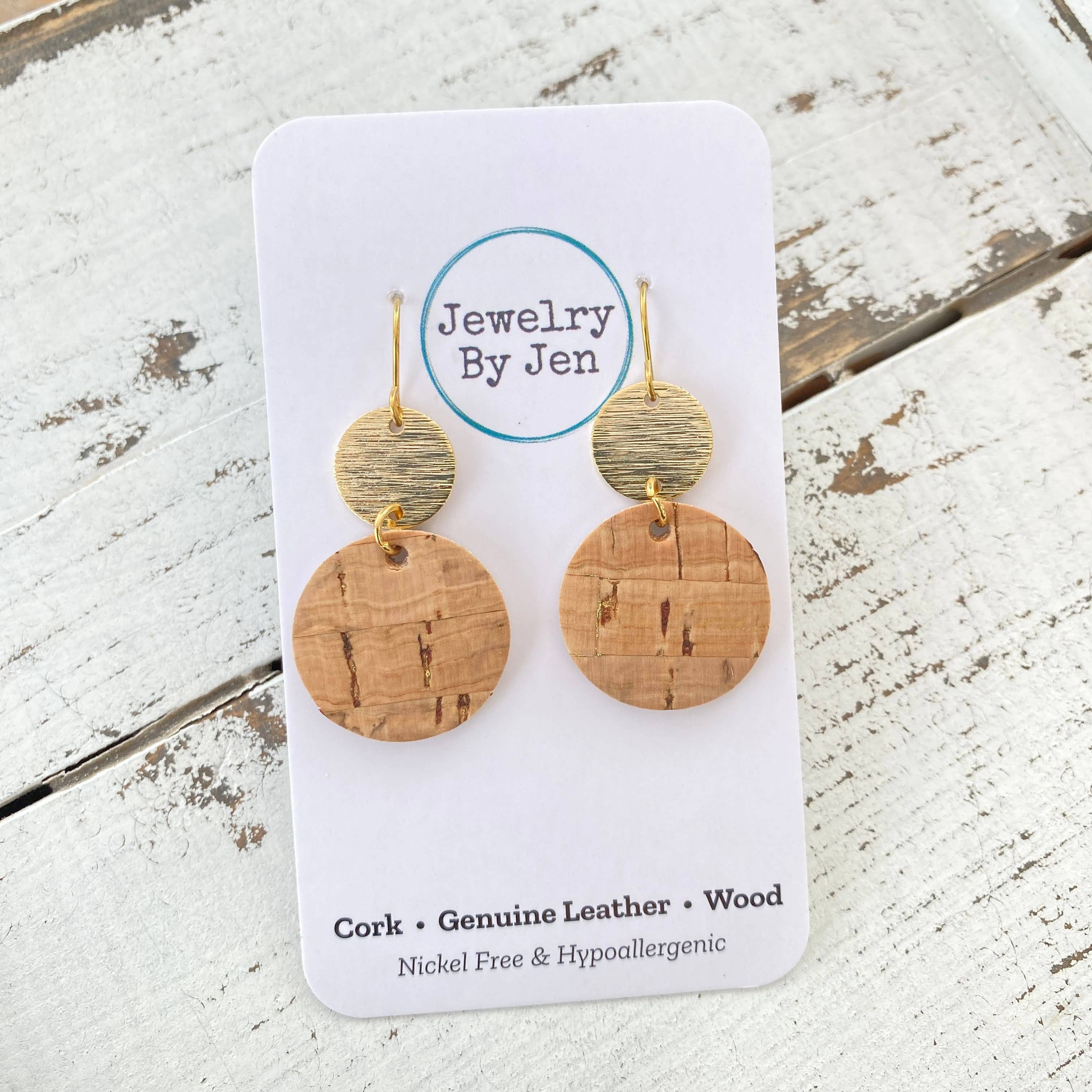 Jewelry By Jen - Wholesale Dangle Earrings - Cork w/Gold Accent  Earrings1