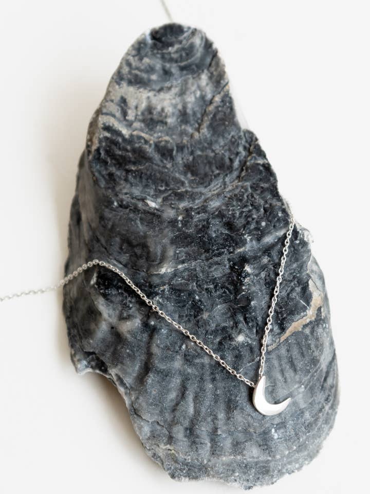 Celestial Silver Crescent Necklace for wholesale by Moon + Arrow