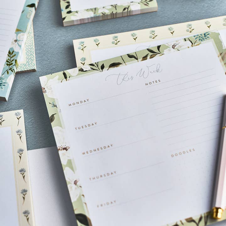 Beth Schneider Designs, LLC - Wholesale Notepad - Tranquility Floral Weekly Agenda Notepad1