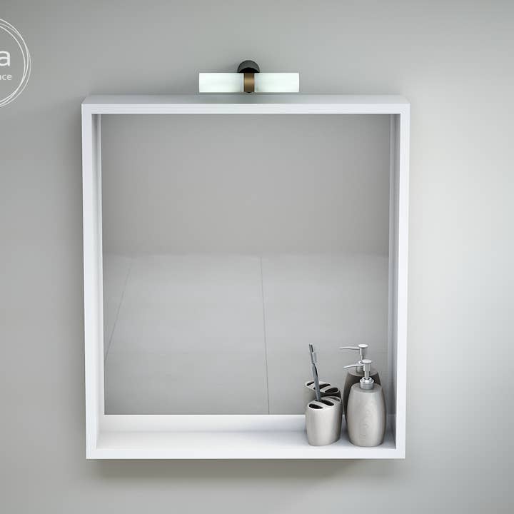 Rectangular mirror in solid surface "SYVA" 40cm for wholesale by BAINS NEO