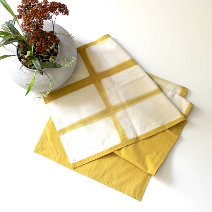 Cotton Table Runner Double Sided Naturally Dyed Itajime for wholesale by TerraKlay