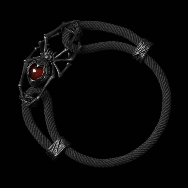 Spider Rope Bracelet - Blackened & Red Agate for wholesale by Coppertist.wu