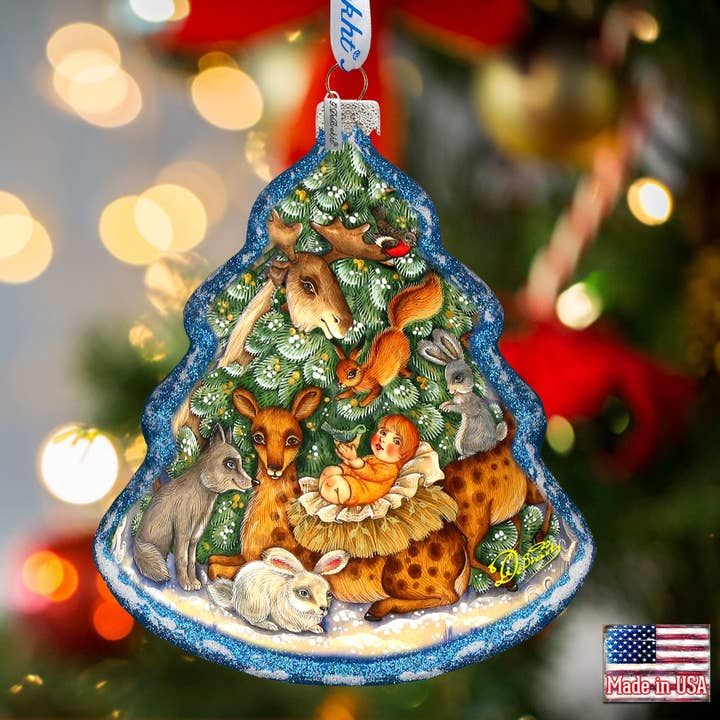 Décoration en verre de la Nativité Forest Splendor de Debrekht pour la vente par G.DeBrekht Artistic Studios