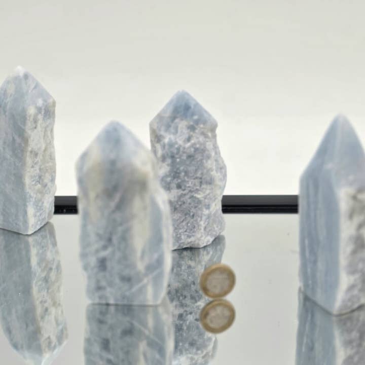 Blue Calcite Crystal Towers Partial Polish for wholesale by Distinction Crystals